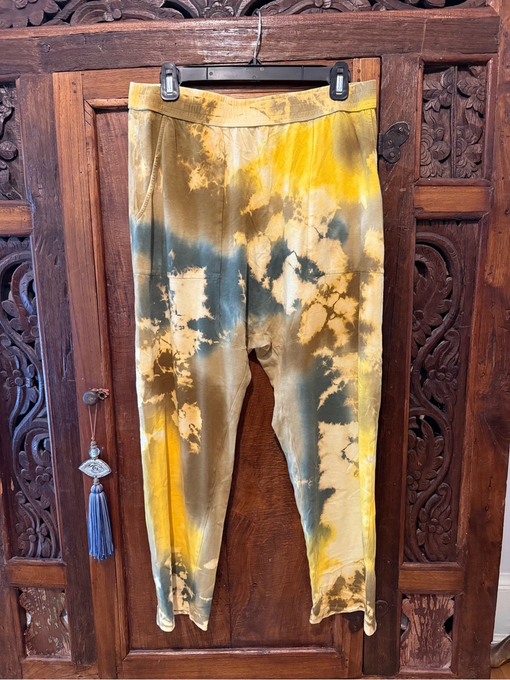 Raquel Allegra Tie-Dye Leggings in Yellow & Green